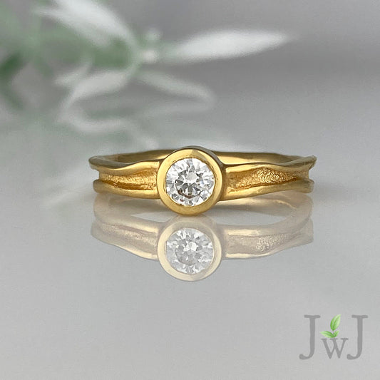 Engagement Ring Bridal Sandcast Recycled Gold Recycled Diamonds