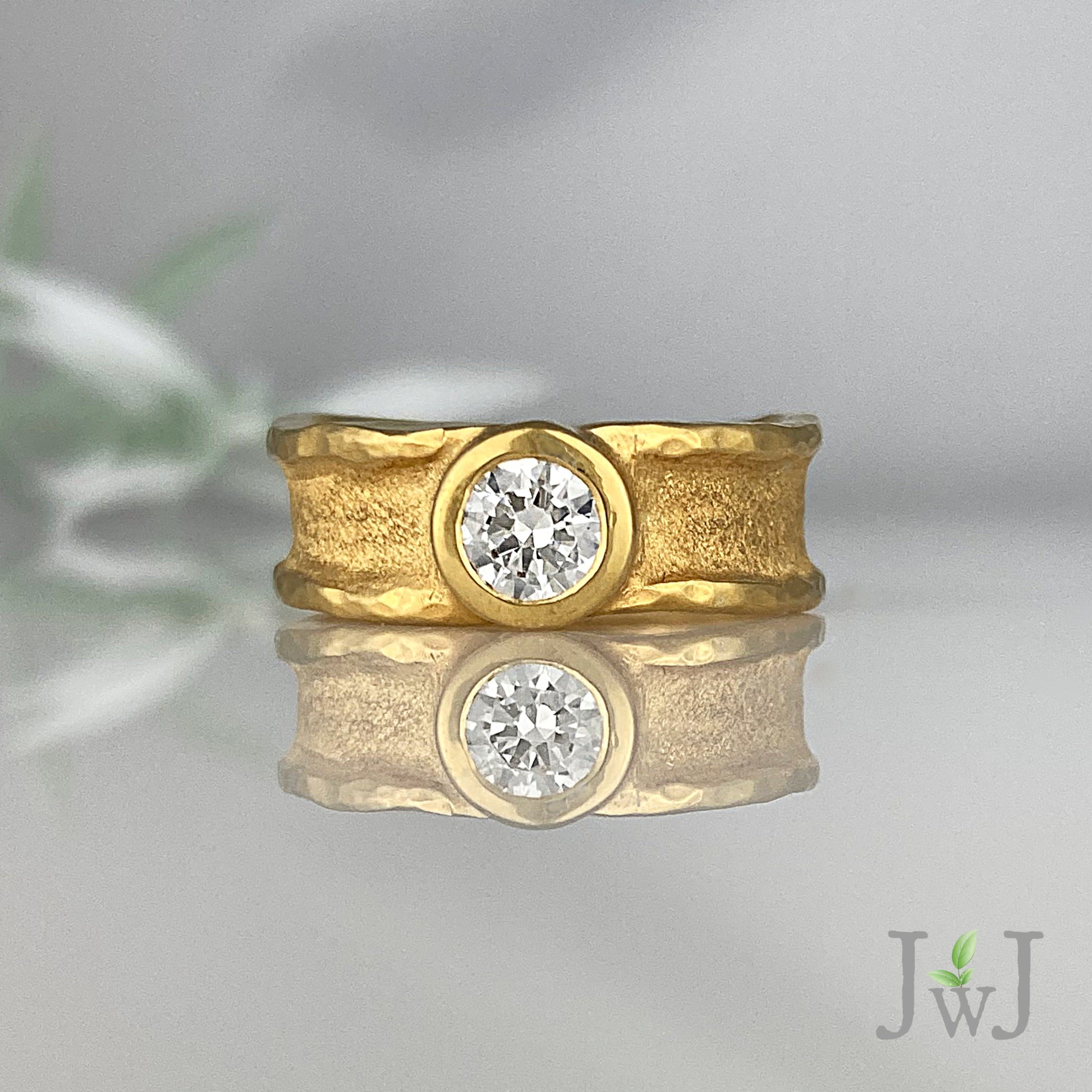 Engagement Ring Bridal Sandcast Recycled Gold Recycled Diamonds