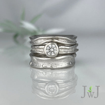 Zena Ancient Sands Wedding Band Recycled Gold Sandcast