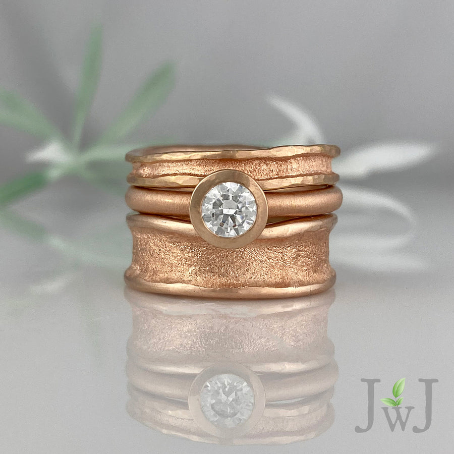 Engagement Ring Bridal Sandcast Recycled Rose Gold Recycled Diamonds