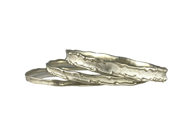Sand Sea silver bangle sandcast Beach Ocean Wave Inspired Sustainable Jewellery eco friendly