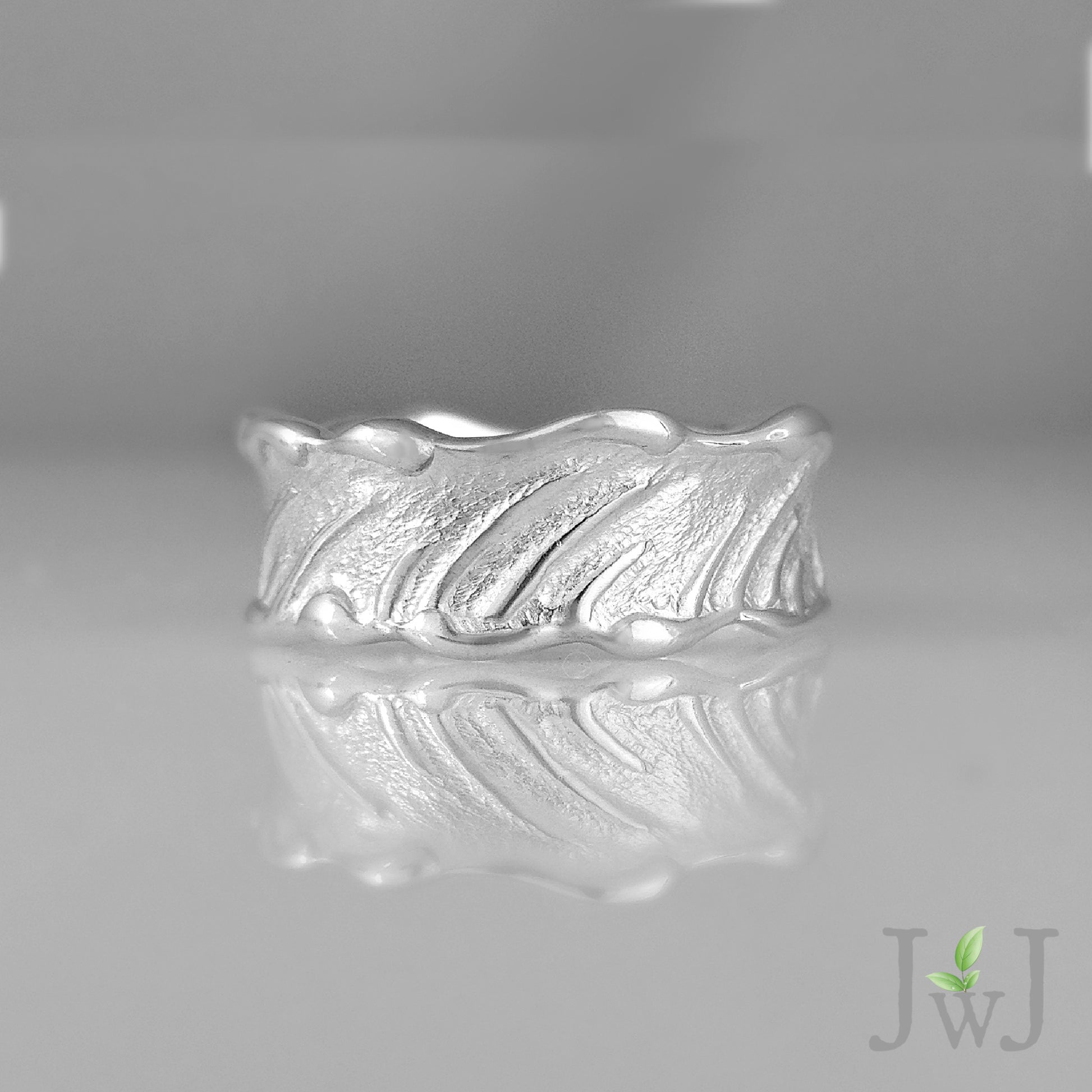 Wheat Grass Ring White Gold Sandcast
