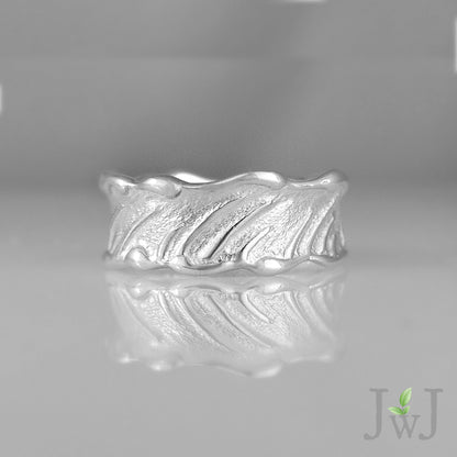 Wheat Grass Ring White Gold Sandcast